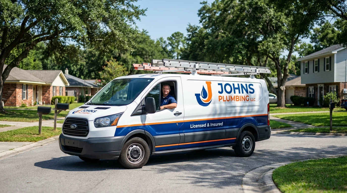Johns Plumbing LLC service van in Weedsport, NY