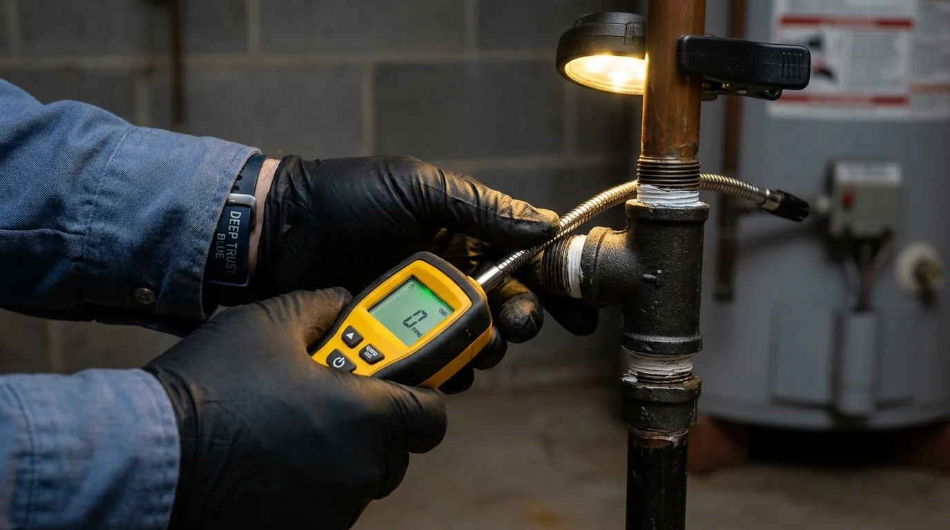 Gas leak detection with electronic sniffer by Johns Plumbing LLC in Weedsport