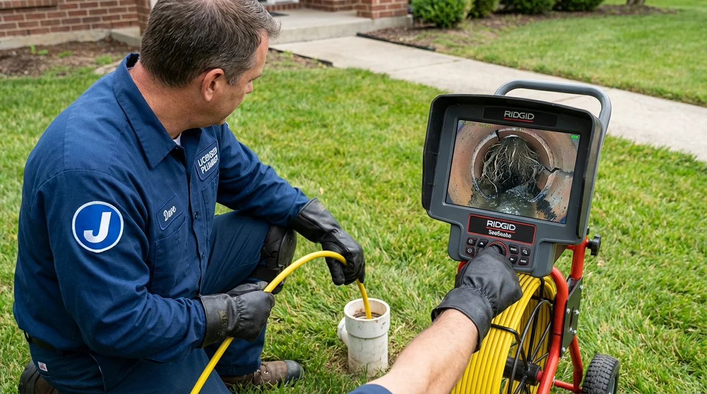 Sewer camera inspection being performed by Johns Plumbing LLC in Weedsport